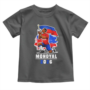 Mondyal 2026 Haiti Soccer Player Victory Celebration Graphic Toddler T Shirt Haitian Flag Football Sports Fan TS02 Dark Heather Print Your Wear