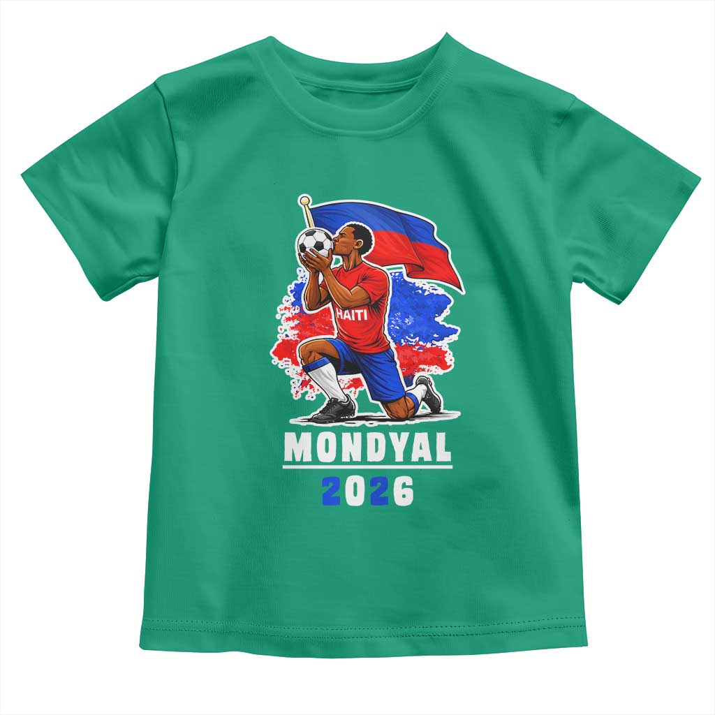 Mondyal 2026 Haiti Soccer Player Victory Celebration Graphic Toddler T Shirt Haitian Flag Football Sports Fan TS02 Irish Green Print Your Wear