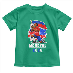 Mondyal 2026 Haiti Soccer Player Victory Celebration Graphic Toddler T Shirt Haitian Flag Football Sports Fan TS02 Irish Green Print Your Wear