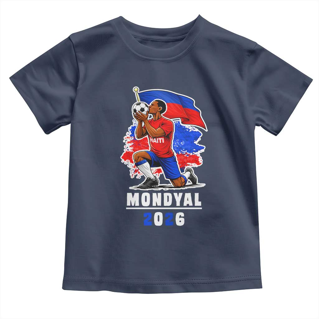 Mondyal 2026 Haiti Soccer Player Victory Celebration Graphic Toddler T Shirt Haitian Flag Football Sports Fan TS02 Navy Print Your Wear