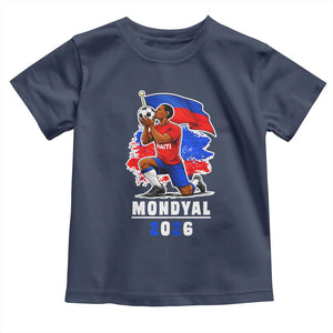 Mondyal 2026 Haiti Soccer Player Victory Celebration Graphic Toddler T Shirt Haitian Flag Football Sports Fan TS02 Navy Print Your Wear
