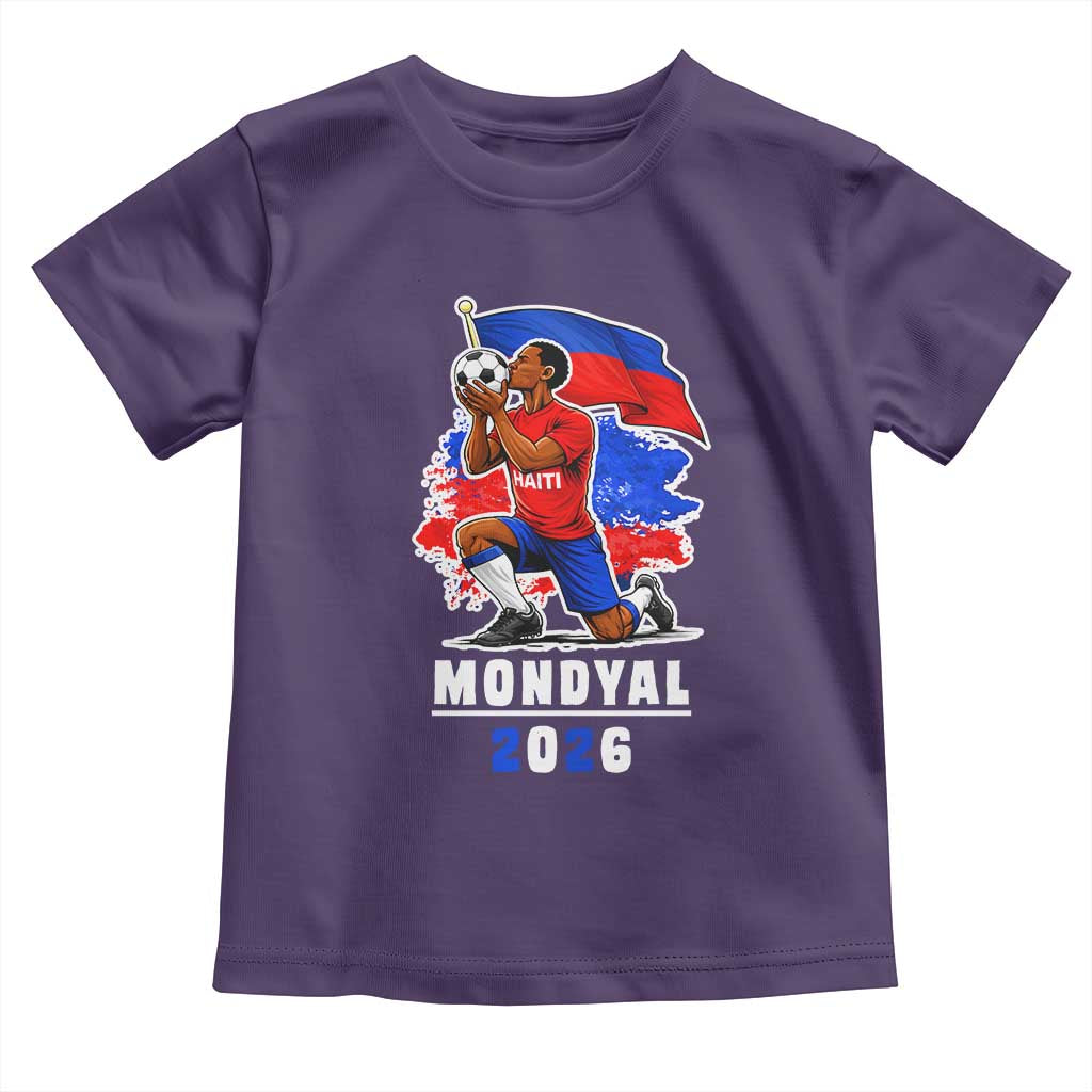 Mondyal 2026 Haiti Soccer Player Victory Celebration Graphic Toddler T Shirt Haitian Flag Football Sports Fan TS02 Purple Print Your Wear