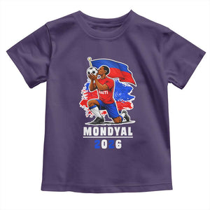 Mondyal 2026 Haiti Soccer Player Victory Celebration Graphic Toddler T Shirt Haitian Flag Football Sports Fan TS02 Purple Print Your Wear