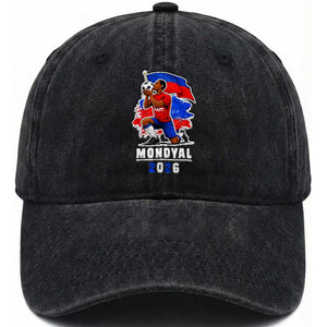 Mondyal 2026 Haiti Soccer Player Victory Celebration Graphic Washed Cotton Baseball Cap Haitian Flag Football Sports Fan TS02 Print Your Wear