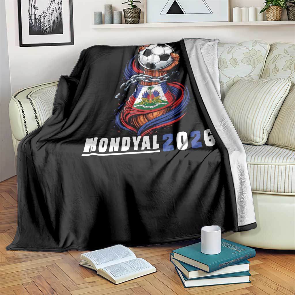 Mondyal 2026 Haiti Freedom Fist Broken Chains Soccer Graphic Throw Blanket Haitian Flag Football Sports Fan TS02 Print Your Wear