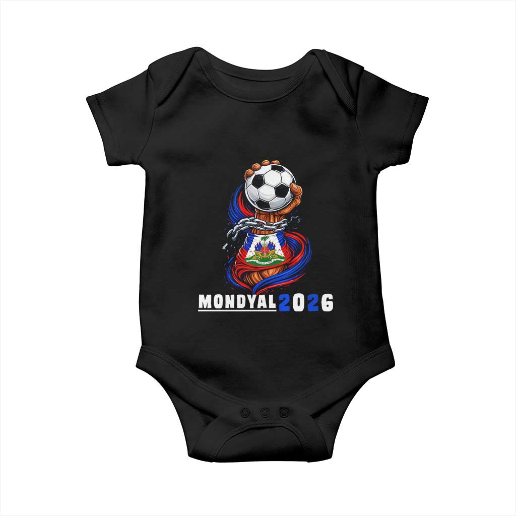 Mondyal 2026 Haiti Freedom Fist Broken Chains Soccer Graphic Baby Onesie Haitian Flag Football Sports Fan TS02 Black Print Your Wear