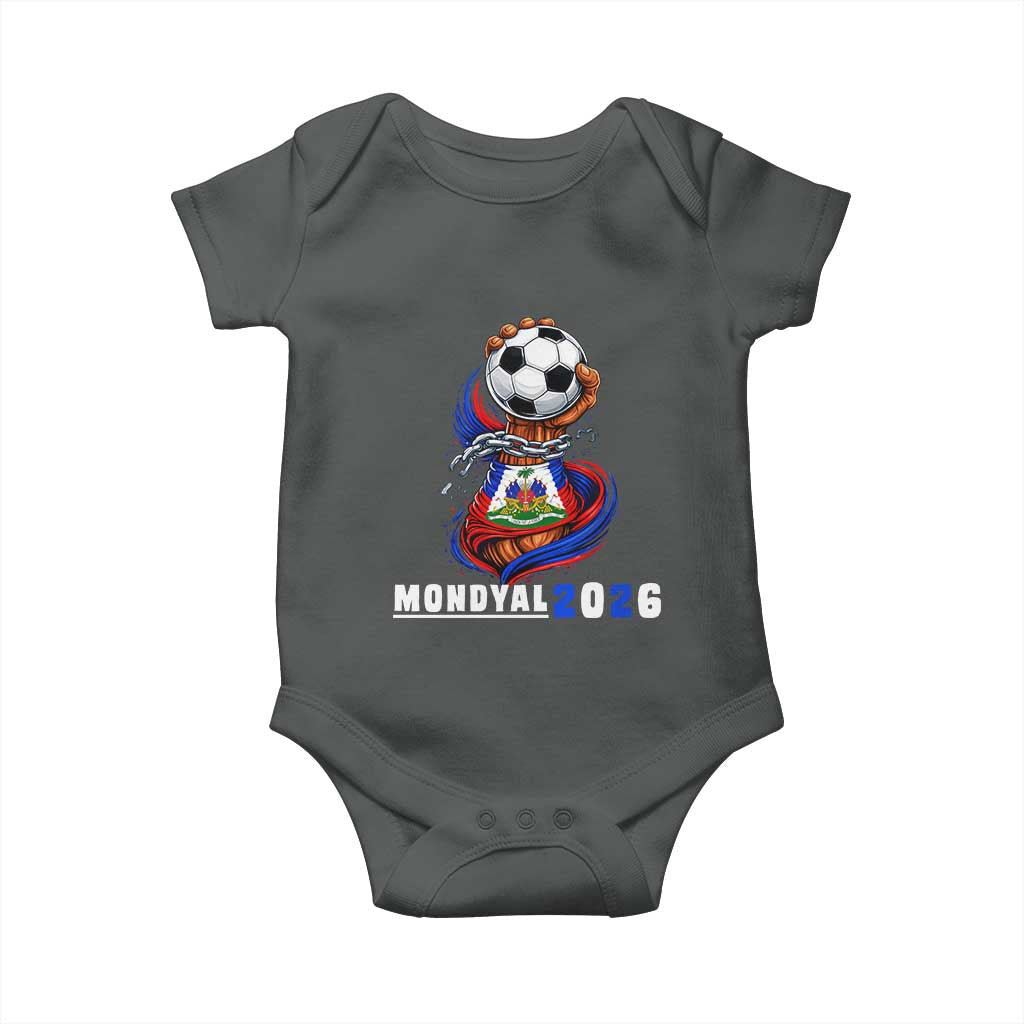 Mondyal 2026 Haiti Freedom Fist Broken Chains Soccer Graphic Baby Onesie Haitian Flag Football Sports Fan TS02 Dark Heather Print Your Wear