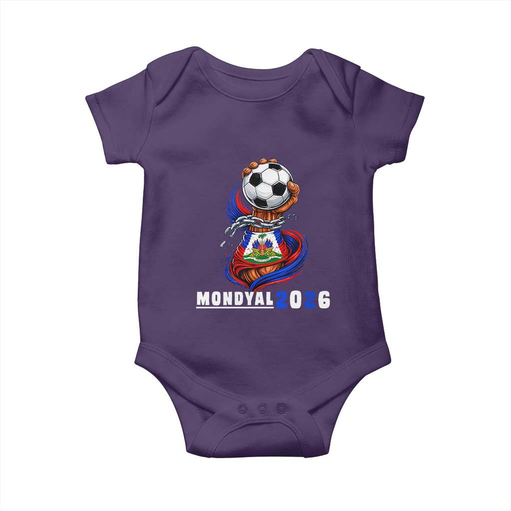 Mondyal 2026 Haiti Freedom Fist Broken Chains Soccer Graphic Baby Onesie Haitian Flag Football Sports Fan TS02 Purple Print Your Wear