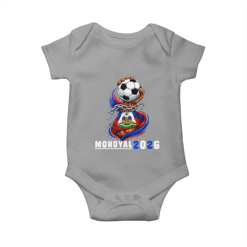 Mondyal 2026 Haiti Freedom Fist Broken Chains Soccer Graphic Baby Onesie Haitian Flag Football Sports Fan TS02 Sport Gray Print Your Wear