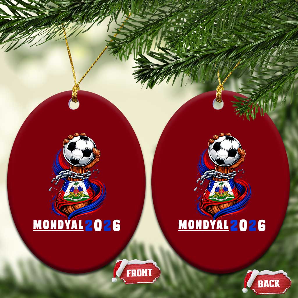 Mondyal 2026 Haiti Freedom Fist Broken Chains Soccer Graphic Ceramic Ornament Haitian Flag Football Sports Fan TS02 Print Your Wear