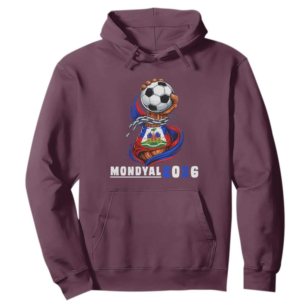 Mondyal 2026 Haiti Freedom Fist Broken Chains Soccer Graphic Hoodie Haitian Flag Football Sports Fan TS02 Maroon Print Your Wear