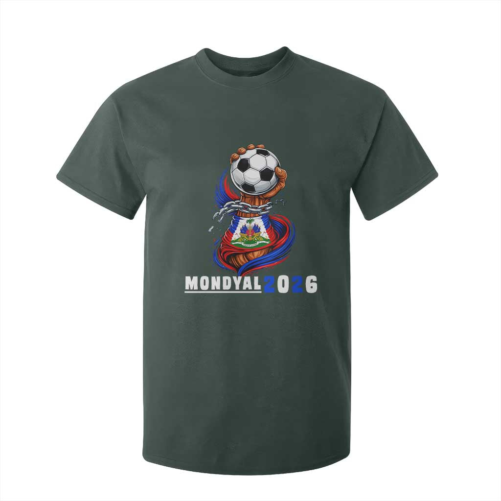 Mondyal 2026 Haiti Freedom Fist Broken Chains Soccer Graphic T Shirt For Kid Haitian Flag Football Sports Fan TS02 Dark Forest Green Print Your Wear