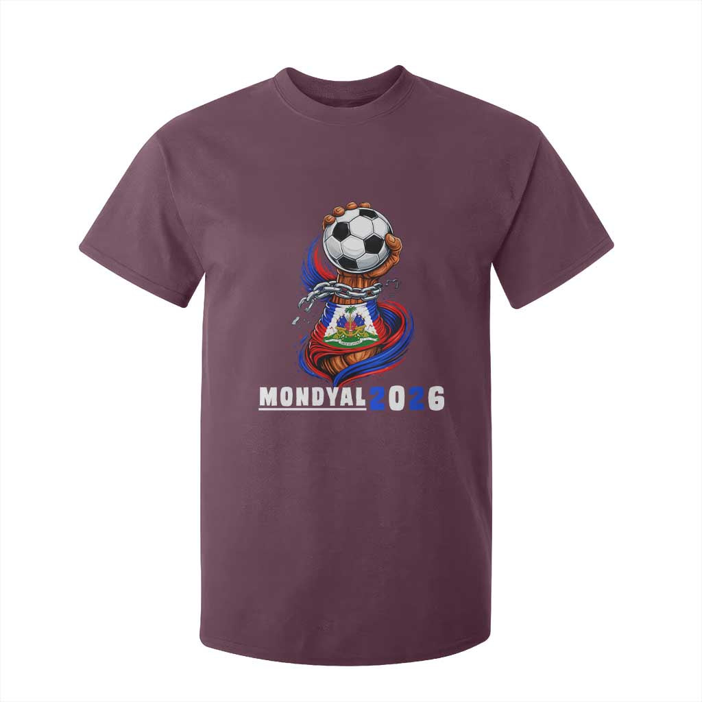 Mondyal 2026 Haiti Freedom Fist Broken Chains Soccer Graphic T Shirt For Kid Haitian Flag Football Sports Fan TS02 Maroon Print Your Wear