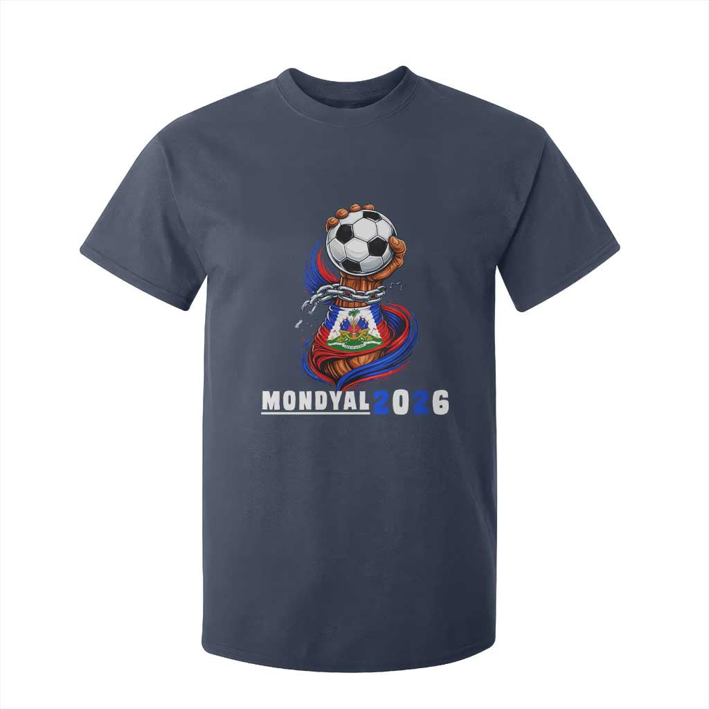 Mondyal 2026 Haiti Freedom Fist Broken Chains Soccer Graphic T Shirt For Kid Haitian Flag Football Sports Fan TS02 Navy Print Your Wear
