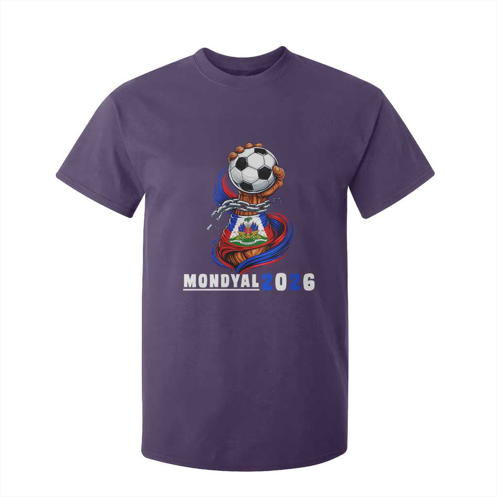 Mondyal 2026 Haiti Freedom Fist Broken Chains Soccer Graphic T Shirt For Kid Haitian Flag Football Sports Fan TS02 Purple Print Your Wear
