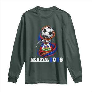 Mondyal 2026 Haiti Freedom Fist Broken Chains Soccer Graphic Long Sleeve Shirt Haitian Flag Football Sports Fan TS02 Dark Forest Green Print Your Wear