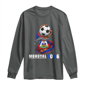 Mondyal 2026 Haiti Freedom Fist Broken Chains Soccer Graphic Long Sleeve Shirt Haitian Flag Football Sports Fan TS02 Dark Heather Print Your Wear