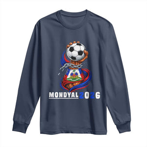 Mondyal 2026 Haiti Freedom Fist Broken Chains Soccer Graphic Long Sleeve Shirt Haitian Flag Football Sports Fan TS02 Navy Print Your Wear