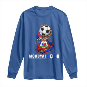 Mondyal 2026 Haiti Freedom Fist Broken Chains Soccer Graphic Long Sleeve Shirt Haitian Flag Football Sports Fan TS02 Royal Blue Print Your Wear
