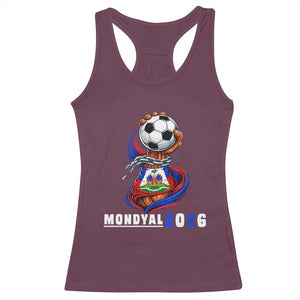 Mondyal 2026 Haiti Freedom Fist Broken Chains Soccer Graphic Racerback Tank Top Haitian Flag Football Sports Fan TS02 Maroon Print Your Wear