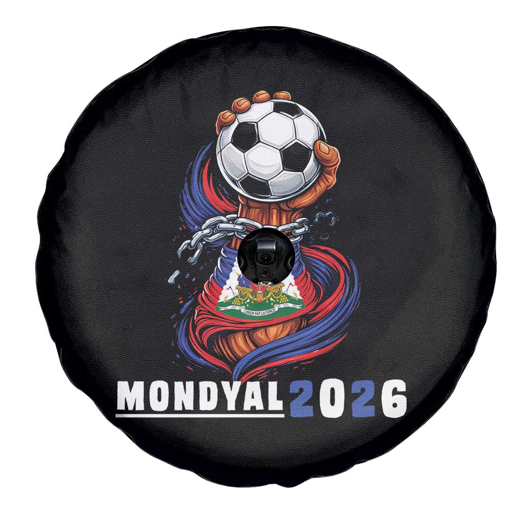 Mondyal 2026 Haiti Freedom Fist Broken Chains Soccer Graphic Spare Tire Cover Haitian Flag Football Sports Fan TS02 Print Your Wear