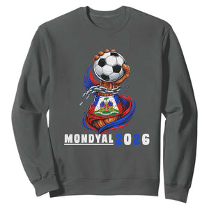 Mondyal 2026 Haiti Freedom Fist Broken Chains Soccer Graphic Sweatshirt Haitian Flag Football Sports Fan TS02 Dark Heather Print Your Wear