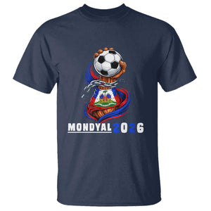 Mondyal 2026 Haiti Freedom Fist Broken Chains Soccer Graphic T Shirt Haitian Flag Football Sports Fan TS02 Navy Print Your Wear