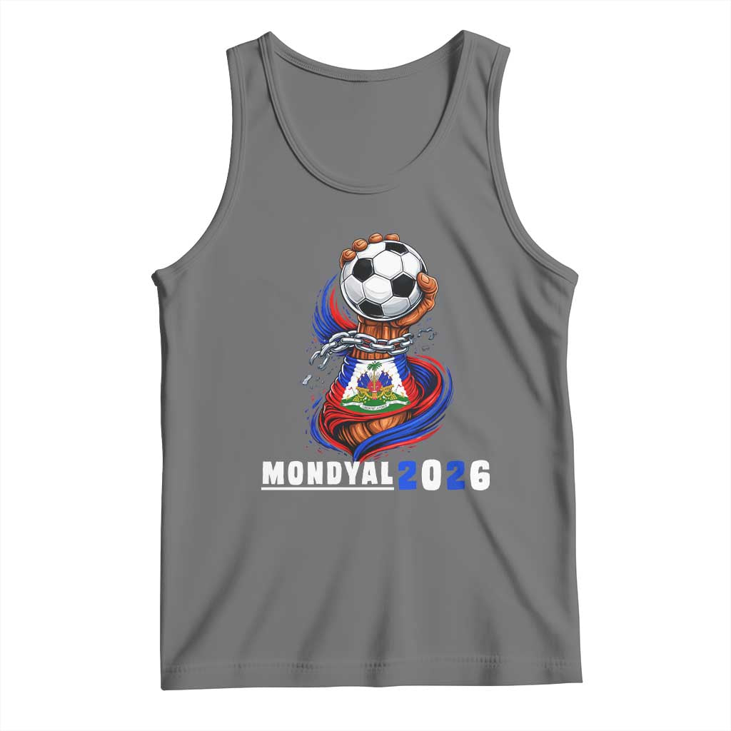 Mondyal 2026 Haiti Freedom Fist Broken Chains Soccer Graphic Tank Top Haitian Flag Football Sports Fan TS02 Black Heather Print Your Wear