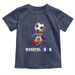 Mondyal 2026 Haiti Freedom Fist Broken Chains Soccer Graphic Toddler T Shirt Haitian Flag Football Sports Fan TS02 Navy Print Your Wear