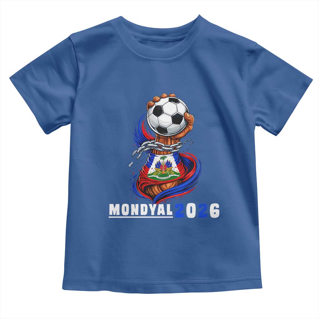 Mondyal 2026 Haiti Freedom Fist Broken Chains Soccer Graphic Toddler T Shirt Haitian Flag Football Sports Fan TS02 Royal Blue Print Your Wear