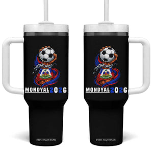 Mondyal 2026 Haiti Freedom Fist Broken Chains Soccer Graphic Tumbler With Handle Haitian Flag Football Sports Fan TS02 One Size: 40 oz Black Print Your Wear