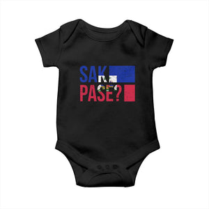 Sak Pase Haitian Creole Baby Onesie Haiti Flag Heritage Pride TS02 Black Print Your Wear