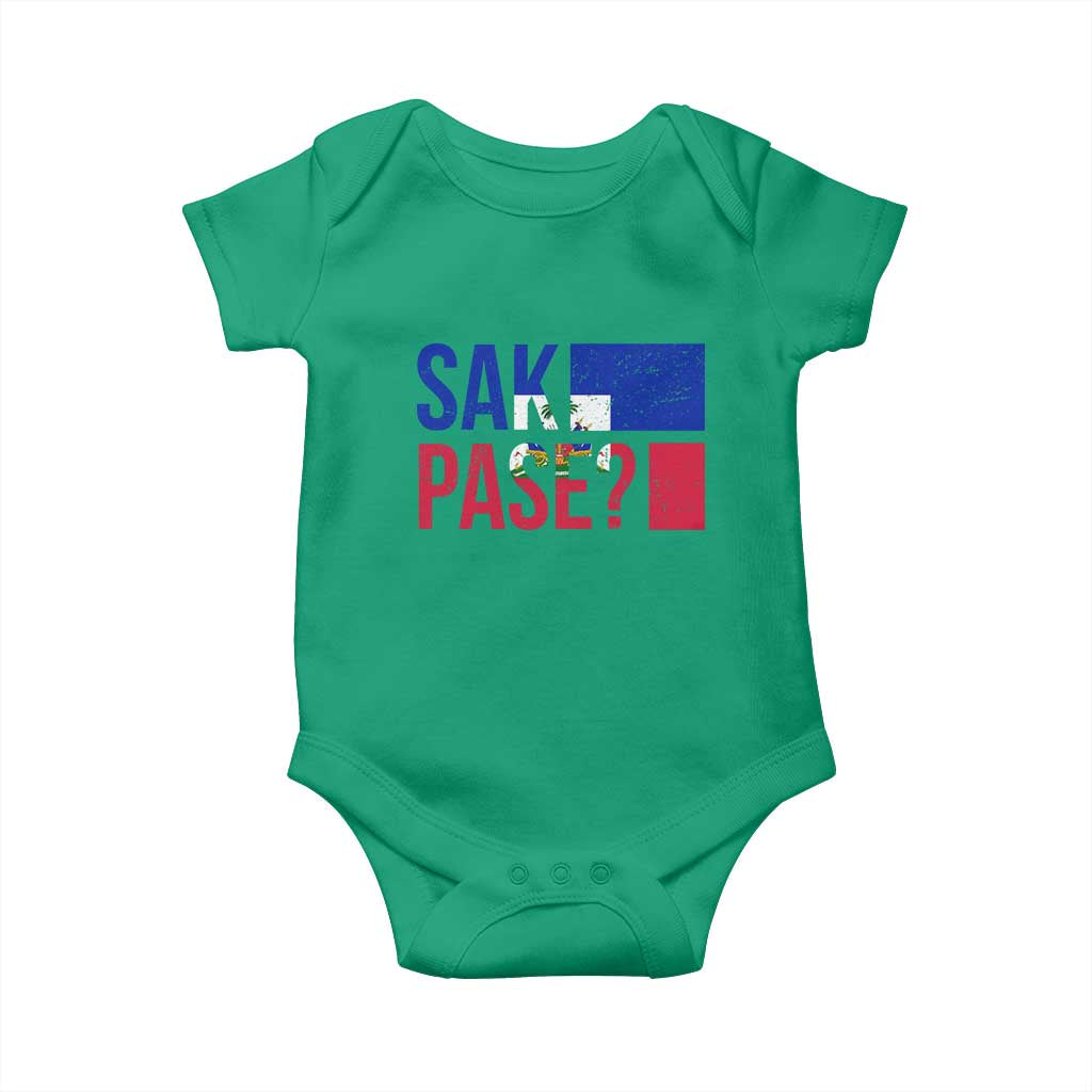 Sak Pase Haitian Creole Baby Onesie Haiti Flag Heritage Pride TS02 Irish Green Print Your Wear