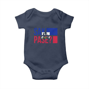 Sak Pase Haitian Creole Baby Onesie Haiti Flag Heritage Pride TS02 Navy Print Your Wear