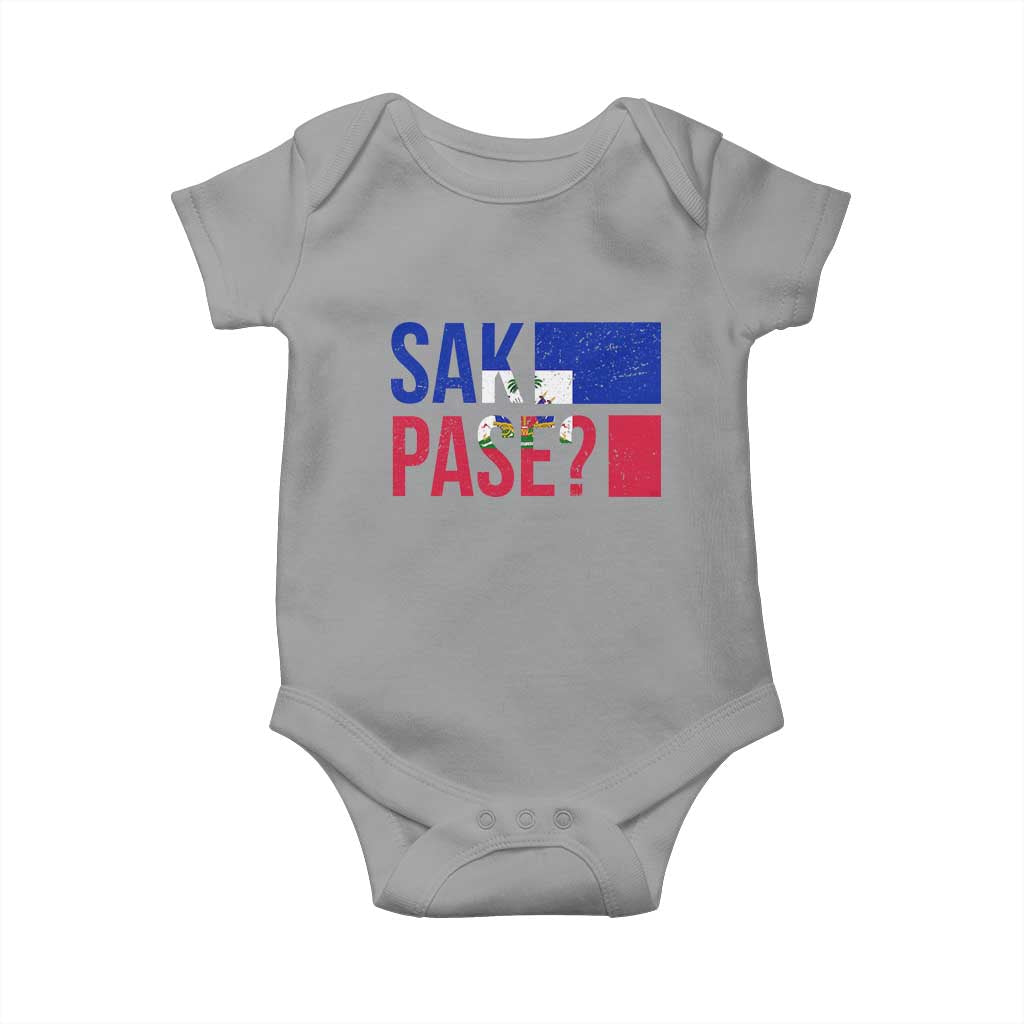 Sak Pase Haitian Creole Baby Onesie Haiti Flag Heritage Pride TS02 Sport Gray Print Your Wear