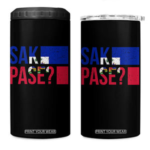 Sak Pase Haitian Creole 4 in 1 Can Cooler Tumbler Haiti Flag Heritage Pride TS02 One Size: 16 oz Black Print Your Wear