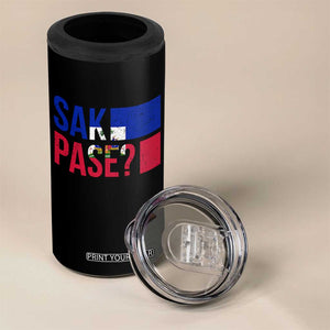 Sak Pase Haitian Creole 4 in 1 Can Cooler Tumbler Haiti Flag Heritage Pride TS02 Print Your Wear