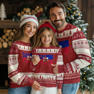 Sak Pase Haitian Creole Ugly Christmas Sweater Haiti Flag Heritage Pride TS02 Red Beige Print Your Wear