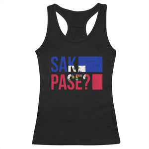 Sak Pase Haitian Creole Racerback Tank Top Haiti Flag Heritage Pride TS02 Black Print Your Wear