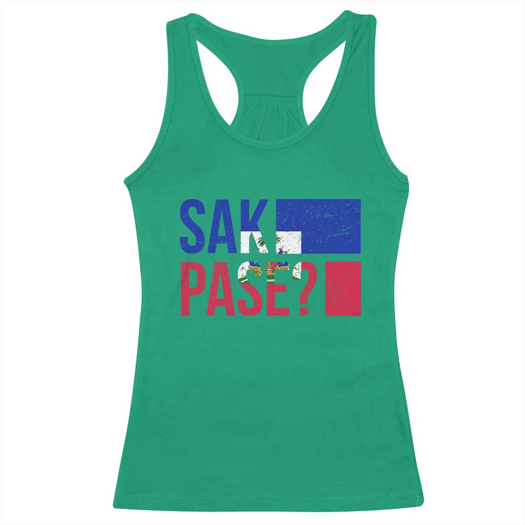 Sak Pase Haitian Creole Racerback Tank Top Haiti Flag Heritage Pride TS02 Irish Green Print Your Wear