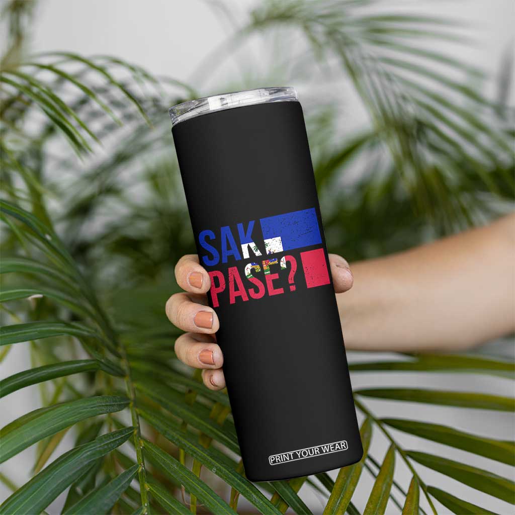 Sak Pase Haitian Creole Skinny Tumbler Haiti Flag Heritage Pride TS02 Print Your Wear