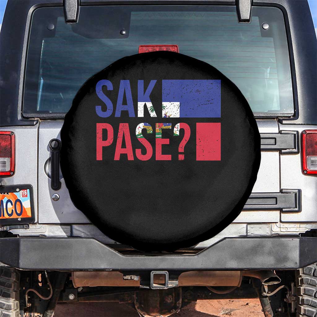 Sak Pase Haitian Creole Spare Tire Cover Haiti Flag Heritage Pride TS02 No hole Black Print Your Wear