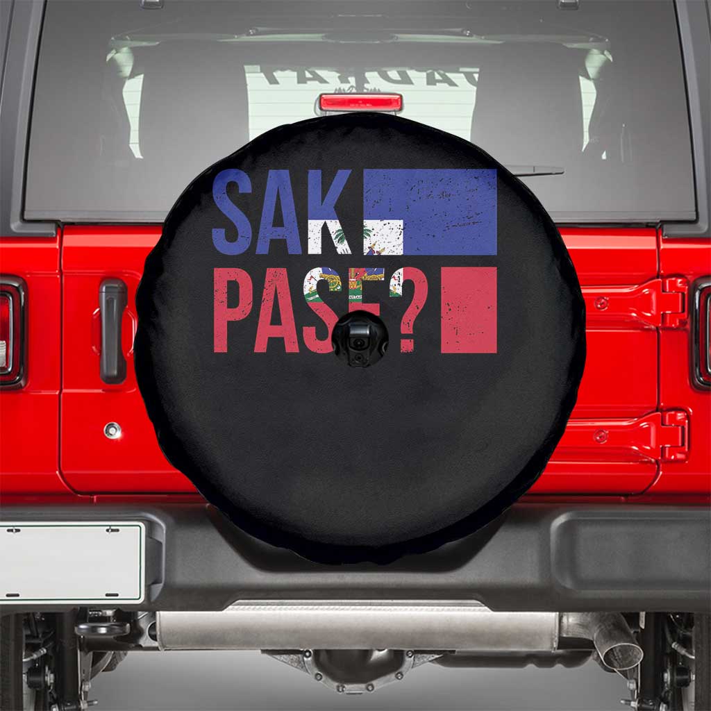 Sak Pase Haitian Creole Spare Tire Cover Haiti Flag Heritage Pride TS02 Black Print Your Wear