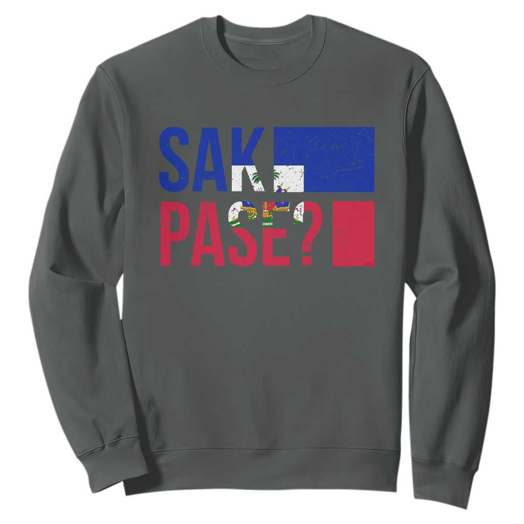 Sak Pase Haitian Creole Sweatshirt Haiti Flag Heritage Pride TS02 Dark Heather Print Your Wear
