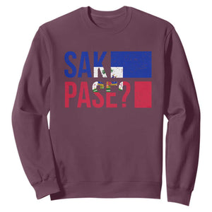 Sak Pase Haitian Creole Sweatshirt Haiti Flag Heritage Pride TS02 Maroon Print Your Wear