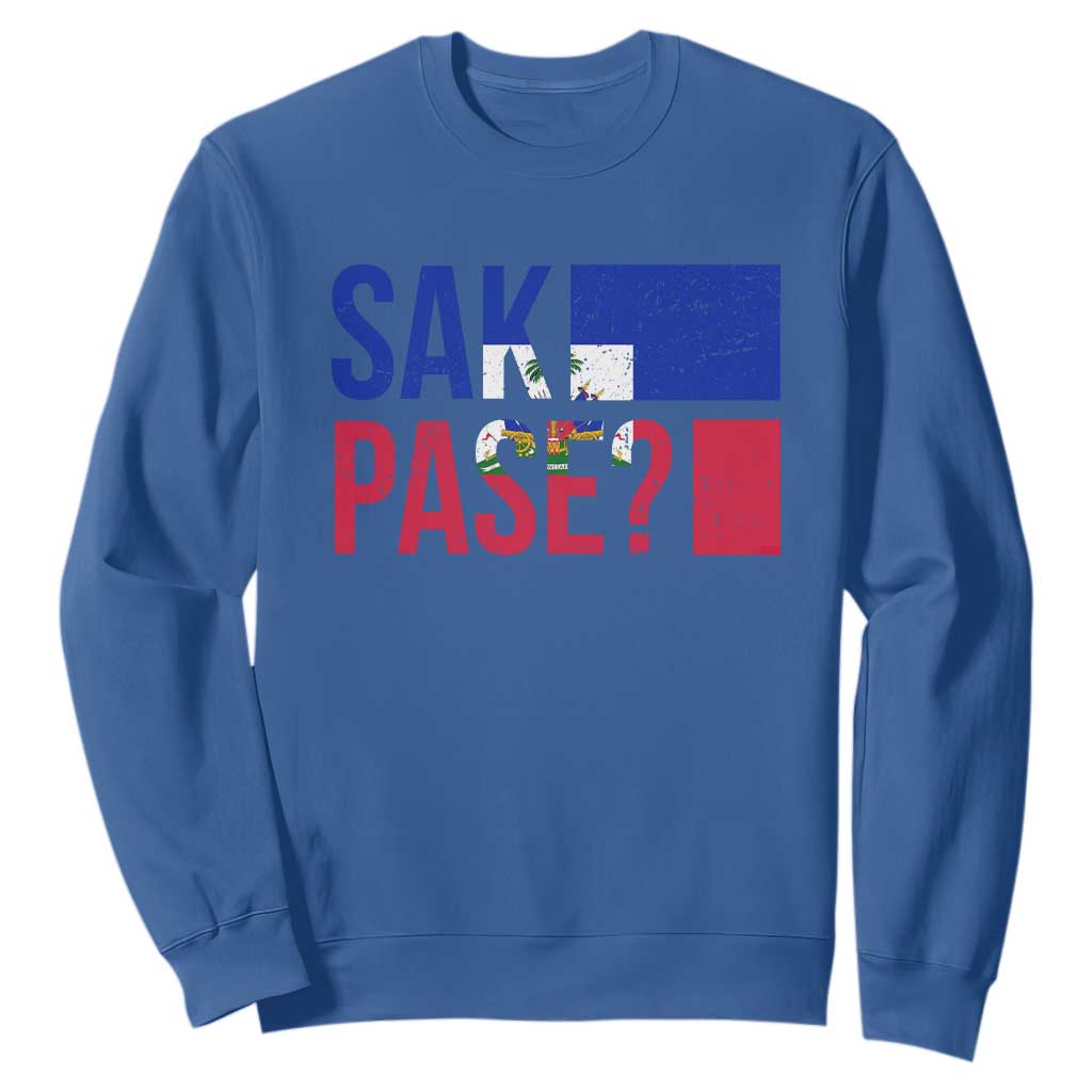 Sak Pase Haitian Creole Sweatshirt Haiti Flag Heritage Pride TS02 Royal Blue Print Your Wear