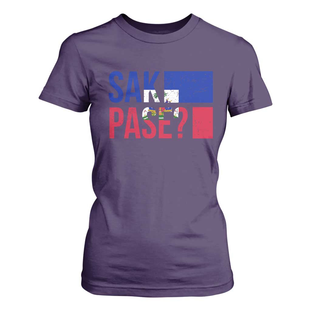 Sak Pase Haitian Creole T Shirt For Women Haiti Flag Heritage Pride TS02 Purple Print Your Wear