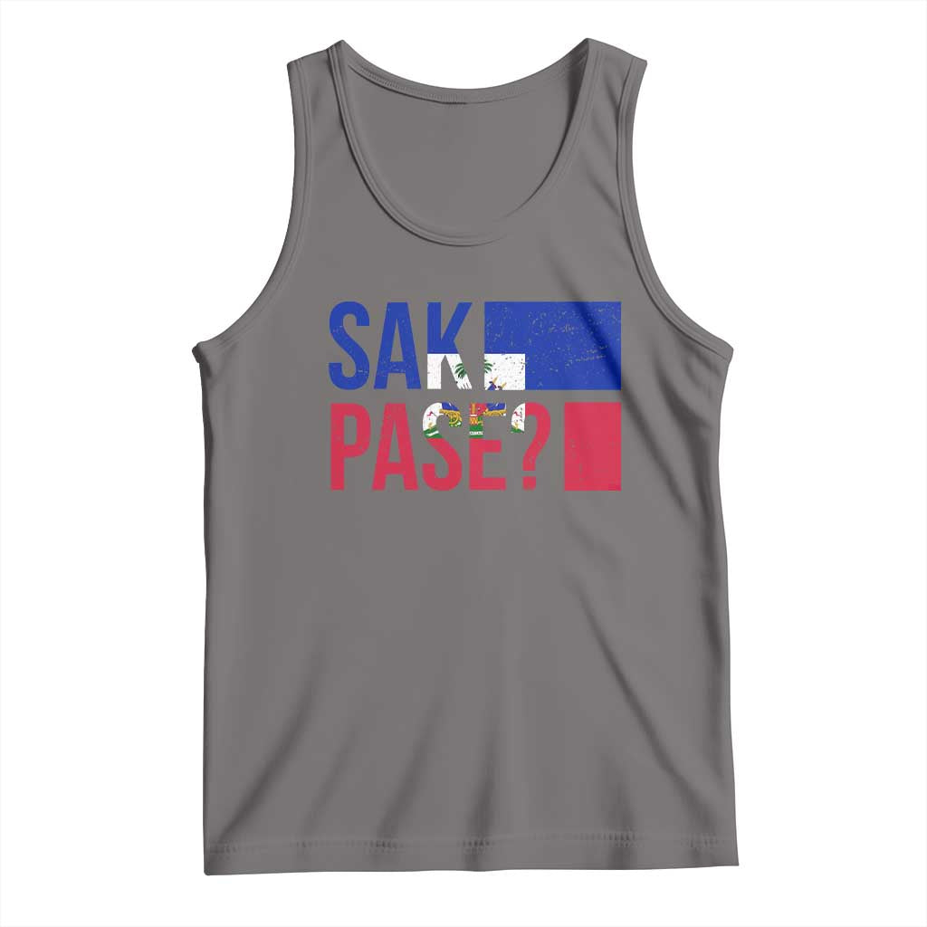 Sak Pase Haitian Creole Tank Top Haiti Flag Heritage Pride TS02 Deep Heather Print Your Wear
