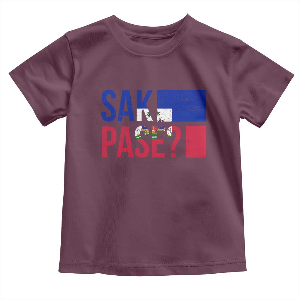 Sak Pase Haitian Creole Toddler T Shirt Haiti Flag Heritage Pride TS02 Maroon Print Your Wear