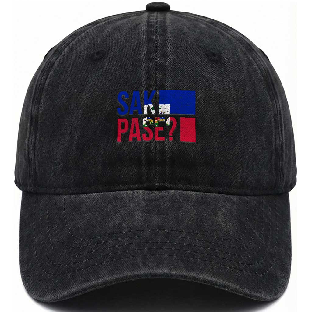 Sak Pase Haitian Creole Washed Cotton Baseball Cap Haiti Flag Heritage Pride TS02 Print Your Wear